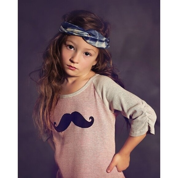 Jak & Peppar raglan long sleeve thermal mustache red crea top t-shirt 16 14 12 - Picture 1 of 4